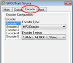 Konfiguration des Winamp/Shoutcast - Encoder
