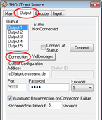 Konfiguration des Winamp/Shoutcast - Output