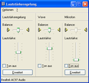 Konfiguration des Winamp/Shoutcast - Mixer Wiedergabe